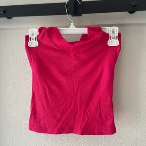 Silence + Noise Hot Pink Rebel V-Neck Ribbed Halter Top